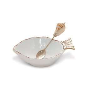    Sanibel Fish Dip Server w/Shell Spoon New Elegant