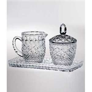  Crystal Cream and Sugar Set on Tray