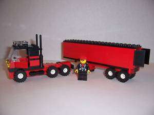 LEGO   SEMI TRUCK w/ TRAILER & Minifig (Red & Black)  
