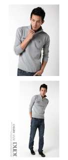 Mens High Collar Casual Front Zip Sweater Gray Size M  