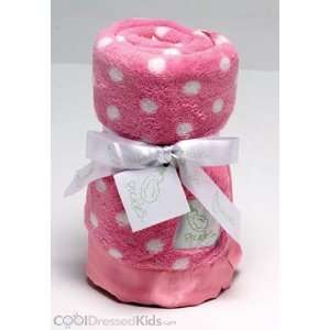  Pink Polka Dot Bubbles Plush Fleece Baby Blanket Baby