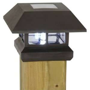   Solar Powered Black Plastic Post Cap LED Lamp Light