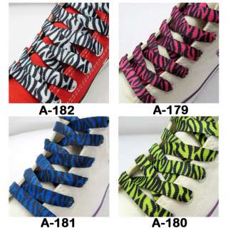 45 Zebra Striped Shoelaces Shoe String Lace 4 Color  