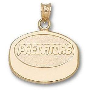  Nashville Predators 10K Gold PREDATORS Puck Pendant 