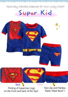   Toddler Kid Girl Boys Short Sleeve Sleepwear Set  Super Kid   