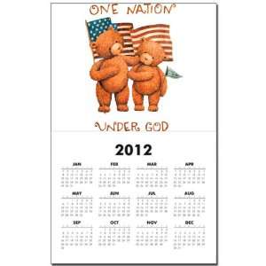Calendar Print w Current Year One Nation Under God Teddy Bears with US 