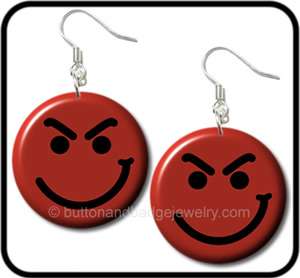 BON JOVI* Have A Nice Day Smiley Face Button EARRINGS  