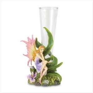  Purple Fairy With Orchid Flower Vase Clear Glass Decor 