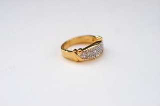 New 18K Gold Over Sterling Silver Diamond Pave Ring 7  