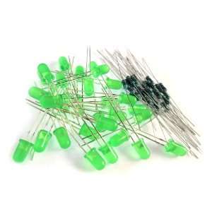   5mm Diffused Pure Green LED w/ Resistors (Pack of 30) Electronics