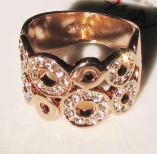 18K rose gold GP swarovski crystal , engagement ring  