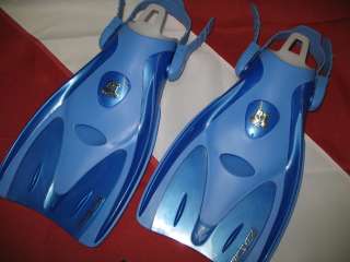   snorkeling fin, snorkel equip blue open heeled swimming fin lg  