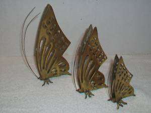 Homco~Vintage Brass Butterflies~Tabletop/Shelf~3pcs.*  