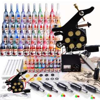 Complete tattoo kit 1 machine guns power supply 50 needles 40 inks 