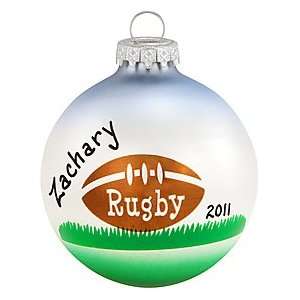  Personalized Rugby Glass Ornament