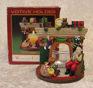   Collection Santa Fireplace Presents Votive Tealight Candle Holder NIB