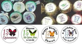 108 Round Quinceanera Butterfly Themed Candy Labels