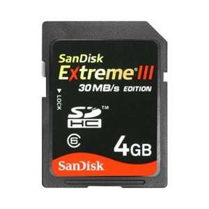  SanDisk SANDISK 4GB EXTREME III SECUREDIGITAL HC CARD 30MB 