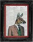 Vintage Dictionary Art kangaroo print illustration gentleman funny 
