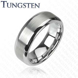   Carbide with matte finish center wedding band mens ring band 8mm