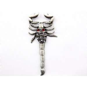Huge Scorpion King Scary Looking Red Clear Crystal Rhinestone Alloy 