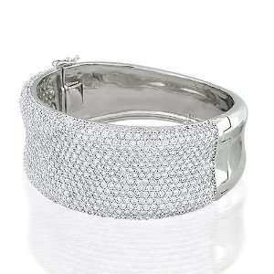  Silver Pave Cubic Zirconia Bangle Bracelet Jewelry