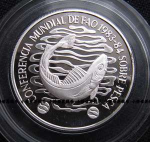 1984 Uruguay 20 Pesos World Fisheries PIEFORT Silver Proof Coin  