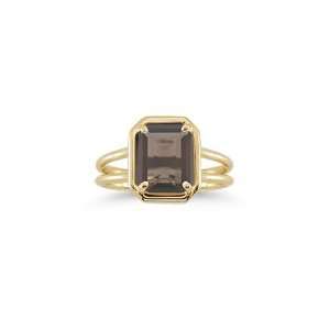  2.76 Cts Smokey Quartz Solitaire Ring in 14K Yellow Gold 5 