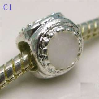 5pcs White Metal Euro. bead fit Charm Bracelet PDC1  