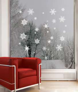   Happy New Year Xmas Wall Stickers Decals   White Snow  