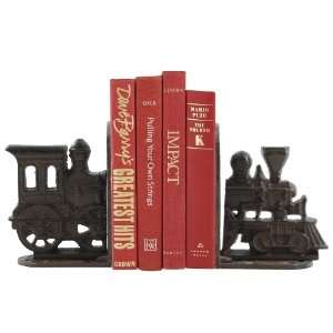  Vintage Weathered Cast Iron Steam Engine Train Bookends 