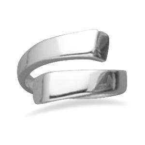 Spoon Ring Square Overlap Sterling Silver Wrap Ring Adjustable Size