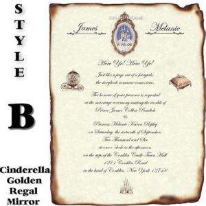 FairyTale Gold Mirror Scroll Wedding Invitations & Tube  