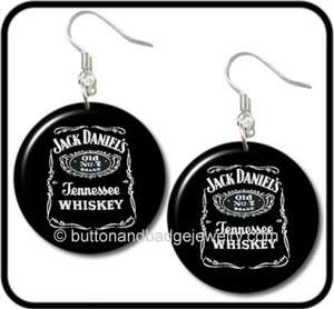 JACK DANIELS* Tennessee Whiskey Logo Button EARRINGS  