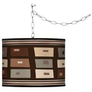  Retro Rectangles Giclee Swag Style Plug In Chandelier 