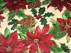   Christmas Poinsettia Pine Holly Vinyl Tablecloth   NEW   