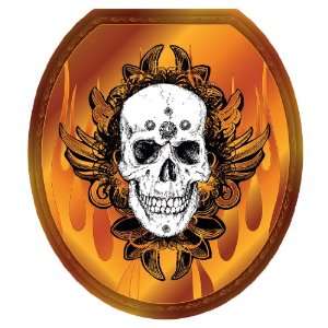   Tattoos TT 1006 R Round Skull Flames Toilet Tattoos