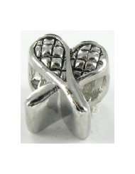 Quiges Beads Charms Silver Plated Tennis Racquets Charm Bead for 