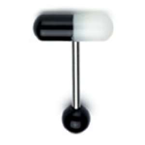  14g Surgical Steel Tongue Ring Piercing Barbell with Black 
