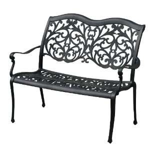  Hansen Madera Two Seater Bench, Cast Aluminum Patio, Lawn 
