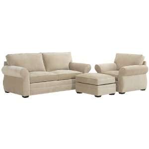  Brooke Fabric Upholstered Sofa Set w/ Down Seat Upgrade 