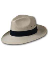 Authentic FEDORA Panama White Straw Hat BLUE BAND