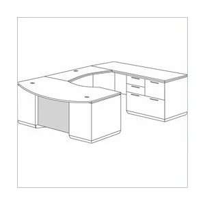   Personal File Bow Front U Shape Wood Desk (Assembled)