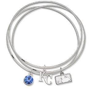  Kansas City Royals Bangle Bracelet Set W/ Blue Crystal 